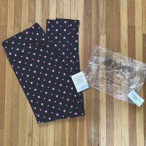 LuLaRoe Grey and Pink Heart Leggings